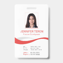 Crachá Cartão de Identificação de Funcionário Branco Mode
