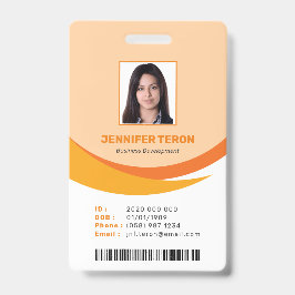 Crachá Cartão de Identificação de Funcionário Laranja Mod