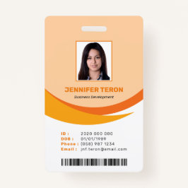 Crachá Cartão de Identificação de Funcionário Laranja Mod