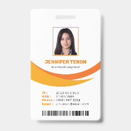 Crachá Cartão de Identificação de Funcionário Laranja Mod