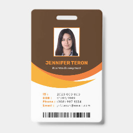 Crachá Cartão de Identificação de Funcionário Marrom Mode