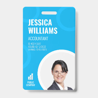 Crachá Cartão de Identificação de Funcionário Moderno Azu
