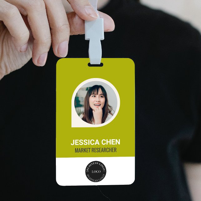 Crachá Cartão de Identificação de Funcionário Verde com F (Criador carregado)