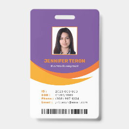 Crachá Cartão de identificação de funcionário violeta mod