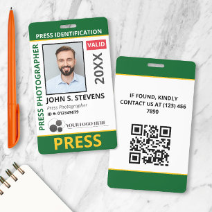 Crachá Cartão de Identificação de Imprensa com Código QR 