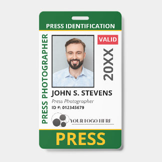 Crachá Cartão de Identificação de Imprensa com Código QR 