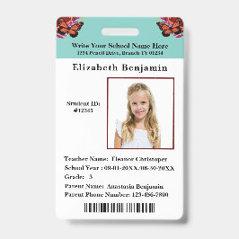 Crachá Cartão de Identificação de Meninas para Estudantes