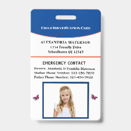 Crachá Cartão de Identificação de Menino Menino Personali