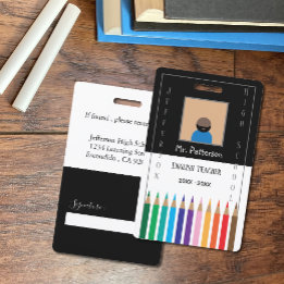Crachá Cartão de identificação de professor de lápis de c