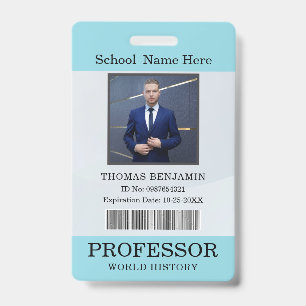 Crachá Cartão de Identificação de Professor Nome Escola M
