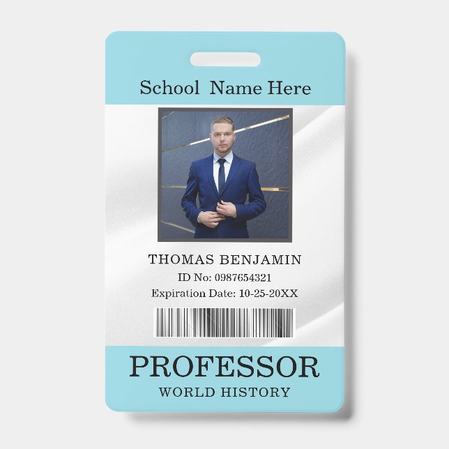 Crachá Cartão de Identificação de Professor Nome Modelo d (Frente)