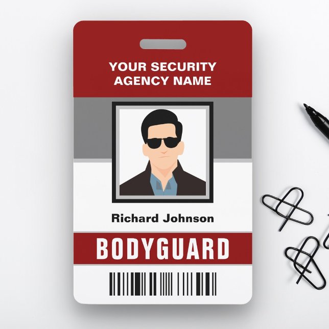 Crachá Cartão de Identificação do Segurança Corporal com  (Criador carregado)