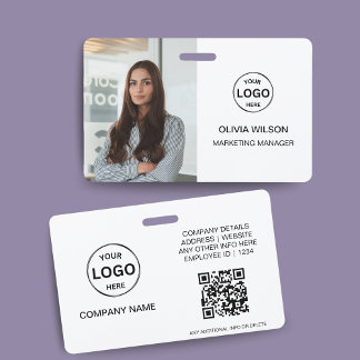 Crachá Cartão de Identificação Empresarial Código Qr Mode