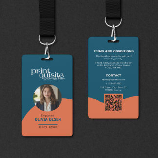Crachá Cartão de Identificação Laranja Azul-Oceano Negrit