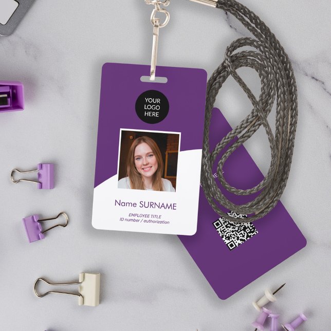 Crachá Cartão de identificação moderno código QR foto log (Criador carregado)