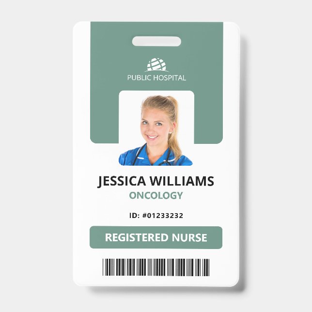 Crachá Cartão de Identificação Moderno para Enfermeiro(a) (Frente)
