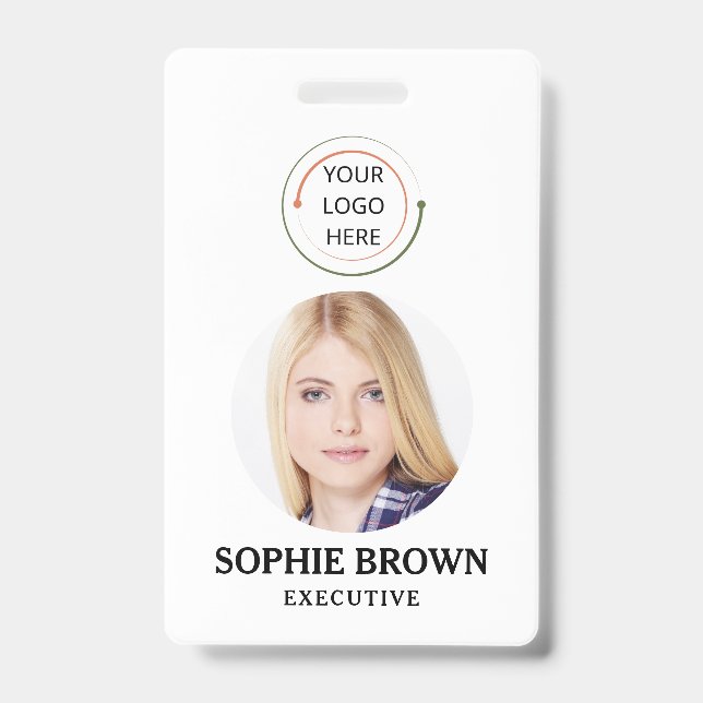 Crachá Cartão de Identificação Moderno | QR de Funcionári (Frente)