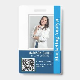 Crachá Cartão de Identificação Moderno | QR de Funcionári