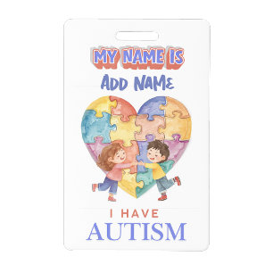 Crachá Cartão de Identificação Personalizado de Autismo –