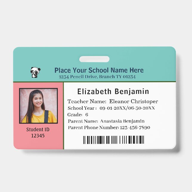 Crachá Cartão de Identificação Personalizado Infantil Men (Frente)