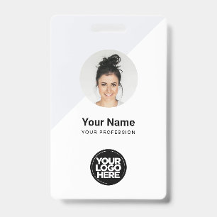 Crachá Cartão de Identificação Personalizado Moderno, Log