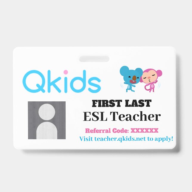 Crachá Cartão de Identificação QKIDS (Frente)