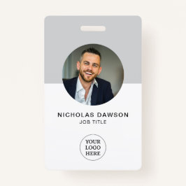 Crachá Cartão QR para ID de Foto do Funcionário da Cinza
