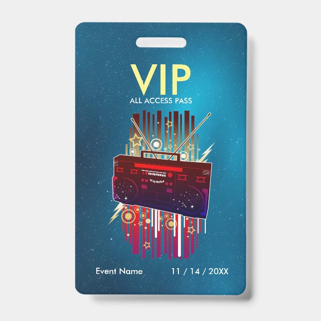 Crachá Cartão VIP de Gradiente Azul Estrela Personalizado (Frente)