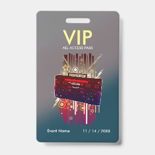 Crachá Cartão VIP de Gradiente Cinza e Verde Personalizad