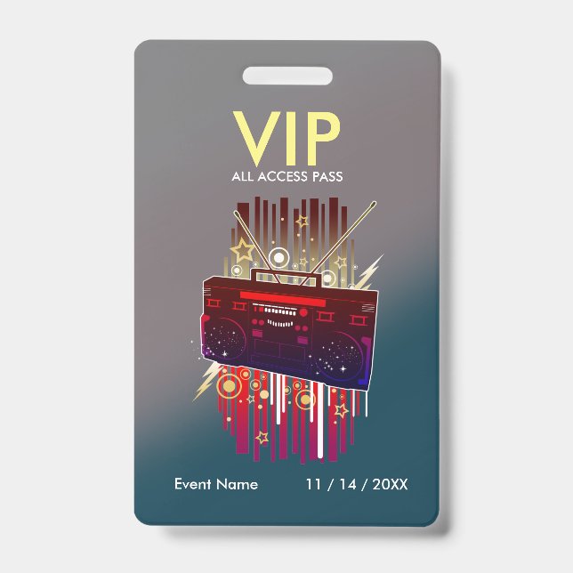 Crachá Cartão VIP de Gradiente Cinza e Verde Personalizad (Frente)