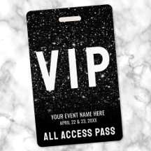 Cartão VIP do Evento com Lantejoulas Pretas