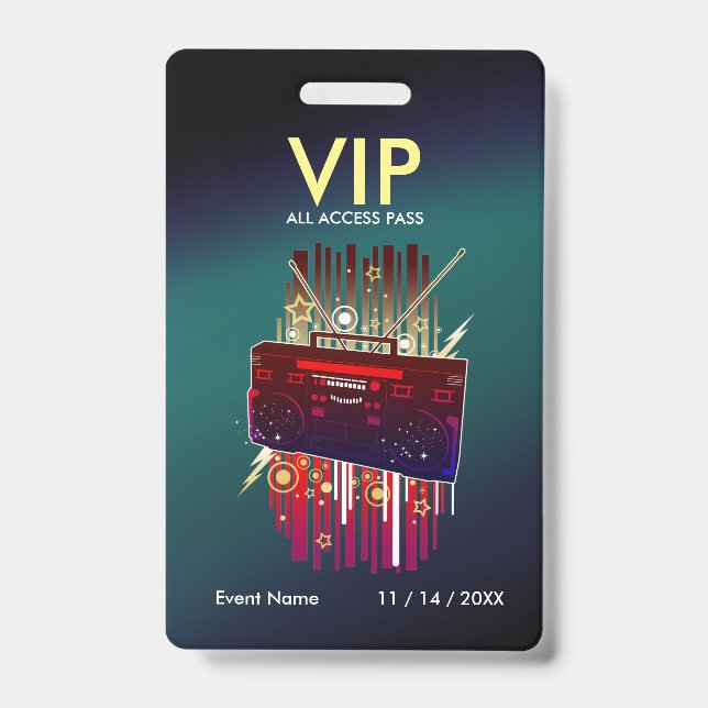 Crachá Cartão VIP Personalizado Roxo Azul Gradiente Para  (Frente)