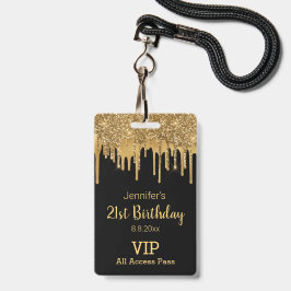 Crachá cartão vip preto dourado com brilho para 21 anos