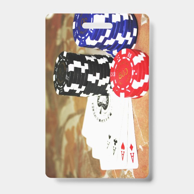 Crachá Cartões de pôquer Aces Chips Jogo de Jogo Casino (Frente)