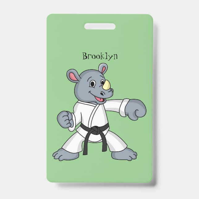 Crachá Cartoon bonito rhino kung fu (Frente)