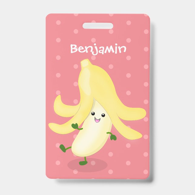 Crachá Cartoon de banana kawaii (Frente)