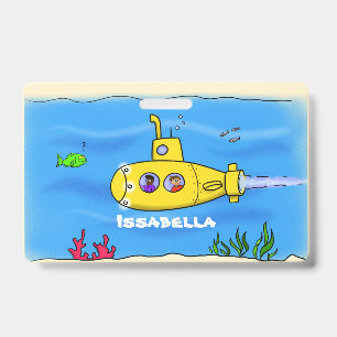 Crachá Cartoon submarino feliz