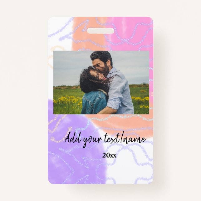 Crachá casal de monograma com nome simples e mínimo perso (Frente)