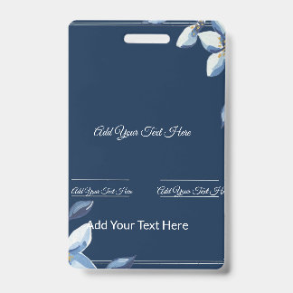 Crachá Casamento Azul Floral Azul Empoeirado Vitoriano 