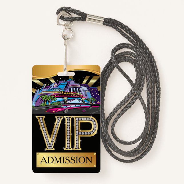 CRACHÁ CASINO VIP Lanyard (Frente com cordão)