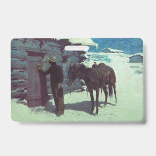 Crachá Cavalo e Cowboy Neve de Inverno