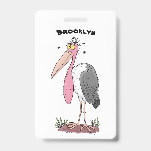 Crachá Cegonha marabou engraçada desenho animado (Frente)
