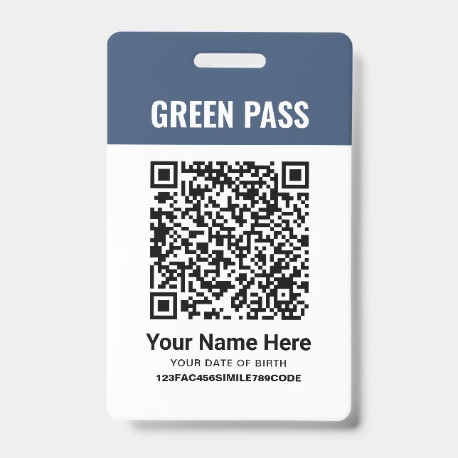 Crachá Certificado de Vacinação de Pass Verde Marinho PVC (Frente)