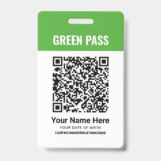 Crachá Certificado de Vacinação Green Pass Impresso em PV (Frente)