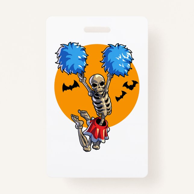Crachá Cheerhead Skeleton Halloween Cheer Mãe Meninas Wo (Frente)