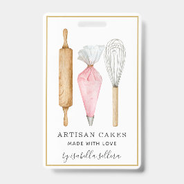 Crachá Chef de Padaria e Confeitaria Aquarela Utensílios 
