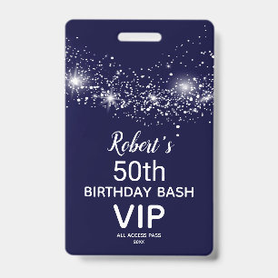 Crachá Chic Stars on Marinho Sky Birthday VIP Pass