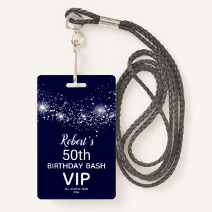 Crachá Chic Stars on Marinho Sky Birthday VIP Pass