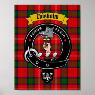 Crachá Chisholm Clan e Poster Tartan 8,5x11