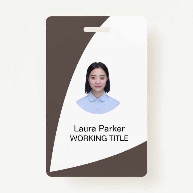 Crachá Chocolate Castanho de Foto para Funcionários Perso (Frente)